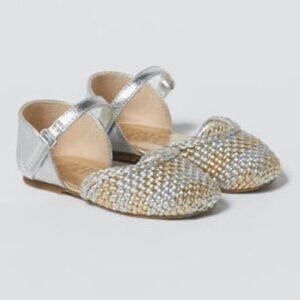 Zara BABY/ METALLIC T-STRAP SHOES  Silver Size 16.3 CM